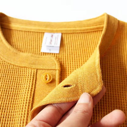 Waffle Knit Henley Shirt