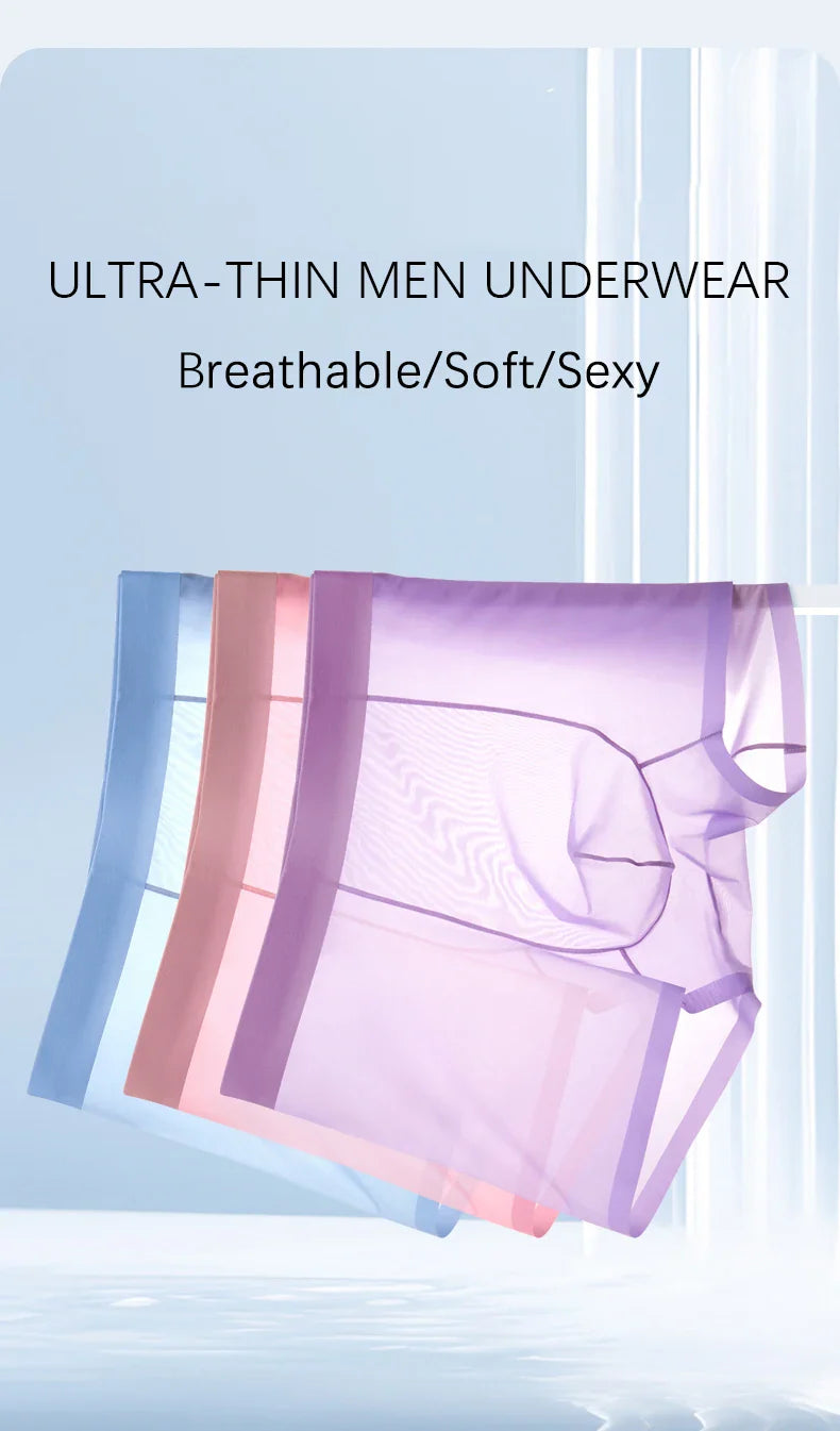 4 Pcs Ultra-Thin Ice Silk Men's Boxer Shorts