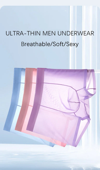 4 Pcs Ultra-Thin Ice Silk Men's Boxer Shorts