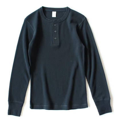 Waffle Knit Henley Shirt