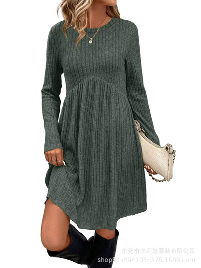 Ribbed A-Line Pocket Dress