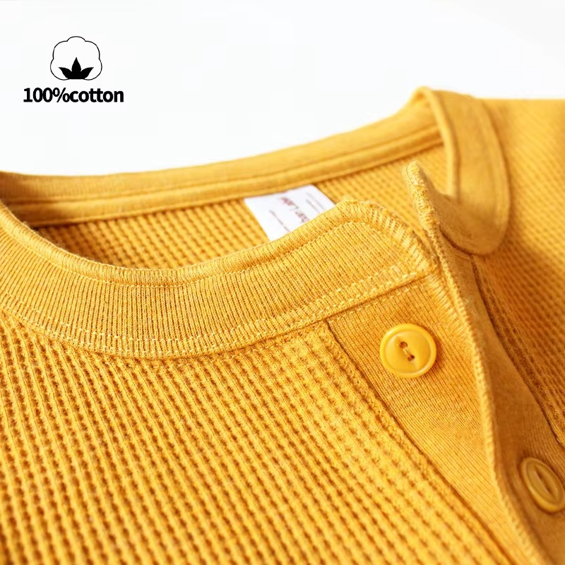 Waffle Knit Henley Shirt