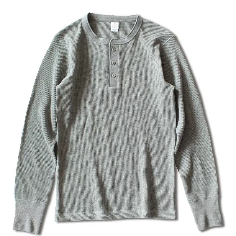 Waffle Knit Henley Shirt