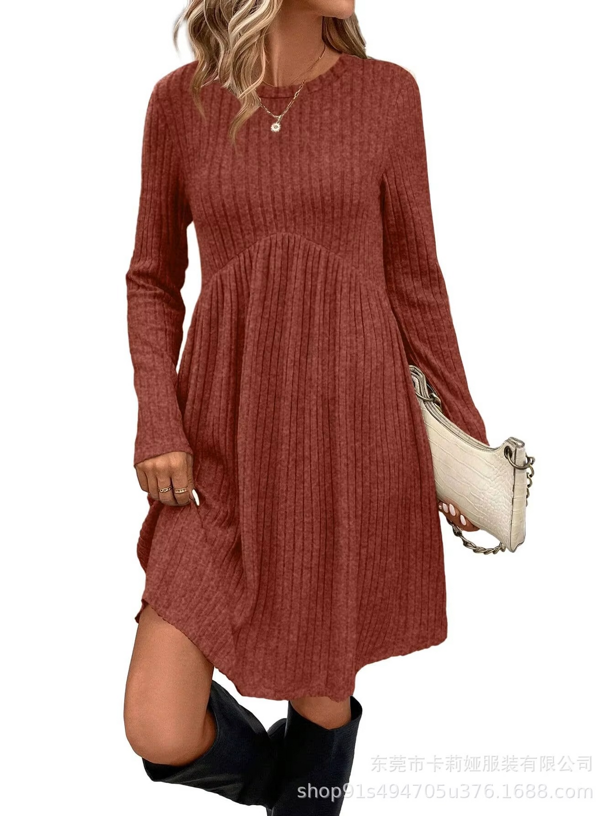 Ribbed A-Line Pocket Dress