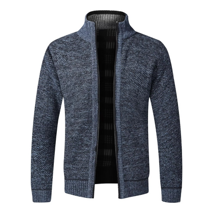 Fleece-Lined Knit Zip Cardigan