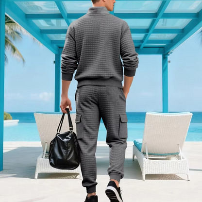 Men's Premium Textured Quarter-Zip Tracksuit Set