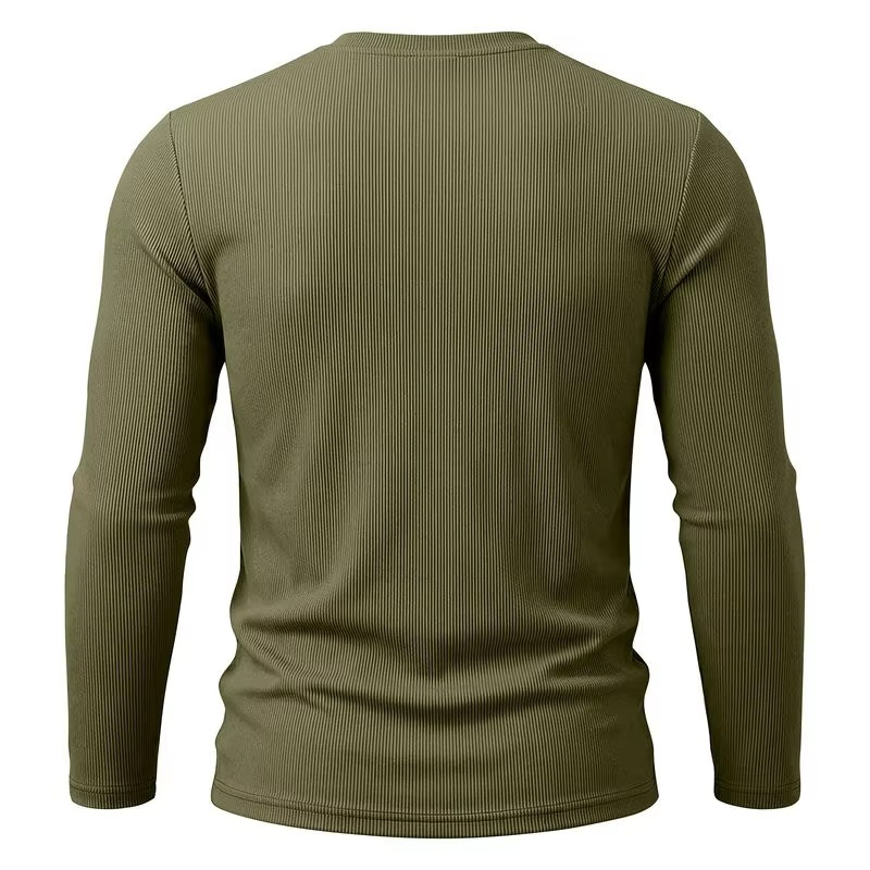 Textured V-Neck Long Sleeve Tee