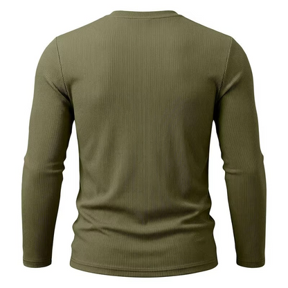 Textured V-Neck Long Sleeve Tee