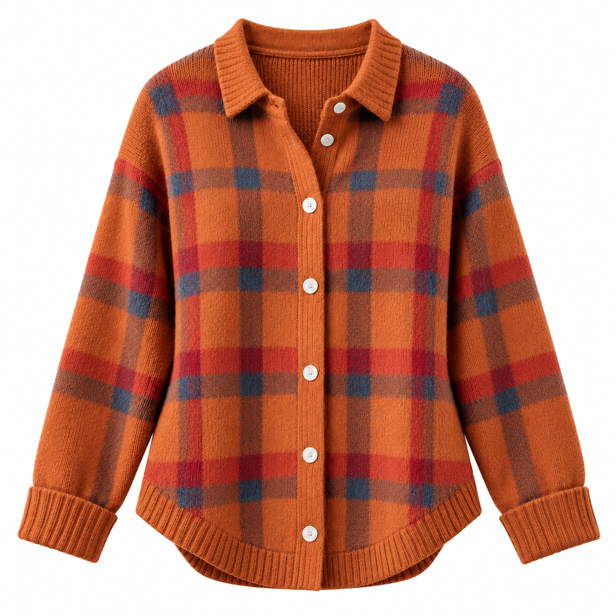 Women's Cozy Plaid Knit Cardigan