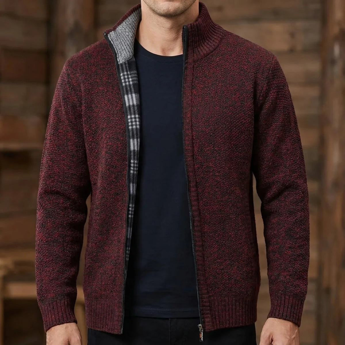 Textured Knit Zip Cardigan