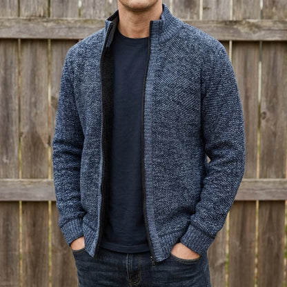 Textured Knit Zip Cardigan
