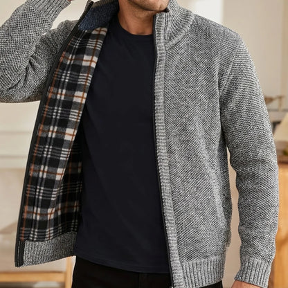 Textured Knit Zip Cardigan