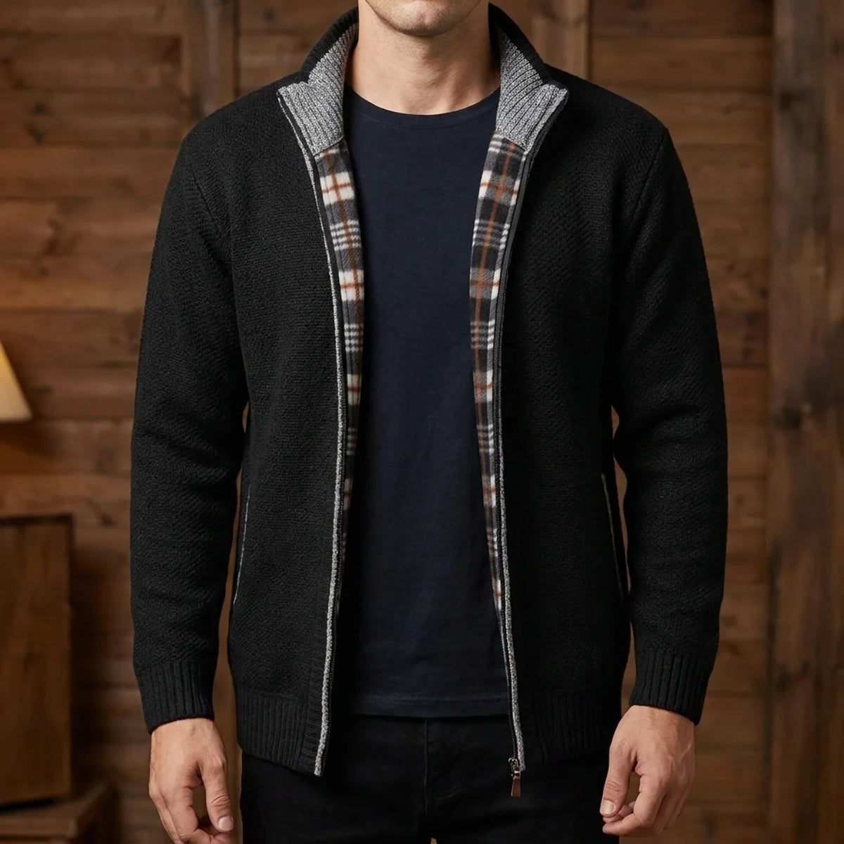 Textured Knit Zip Cardigan