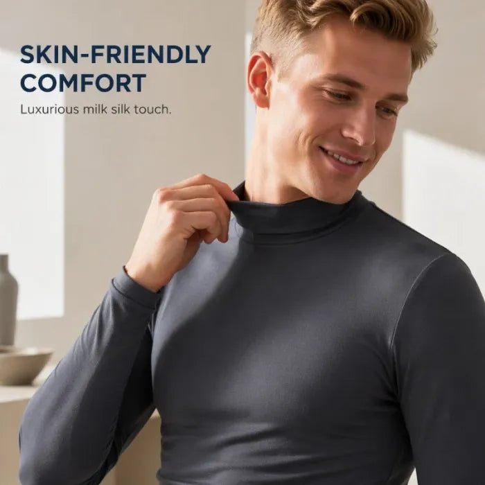 Men's Premium Milk Silk Mock Neck Shirt